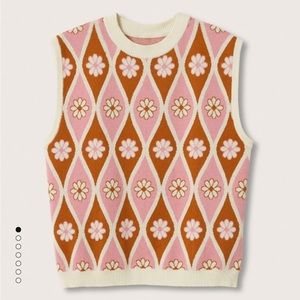 MANGO Floral Print Knitted Vest